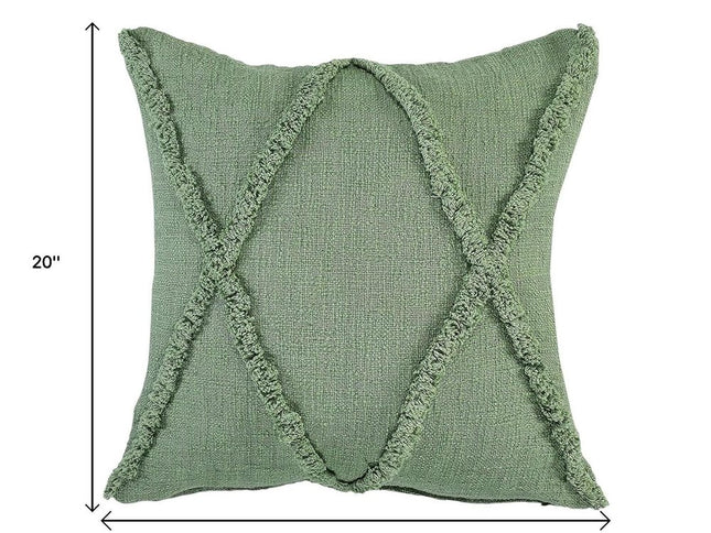 Set of Two 20" Forest Green Geometric Throw Pillows