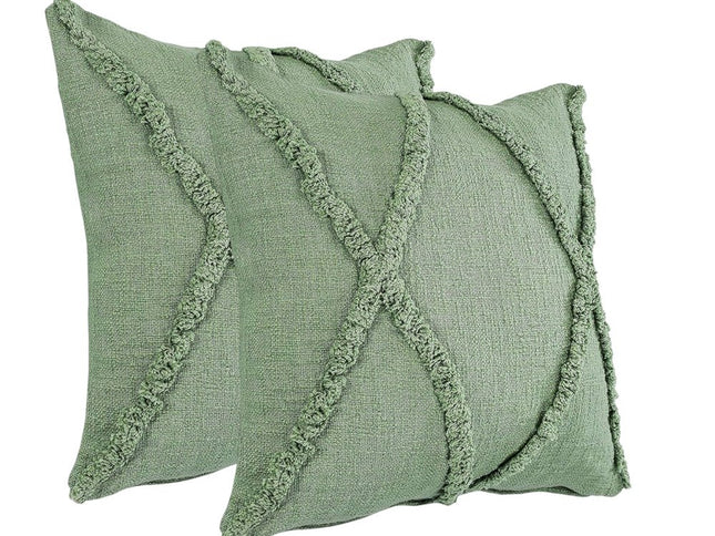 Set of Two 20" Forest Green Geometric Throw Pillows