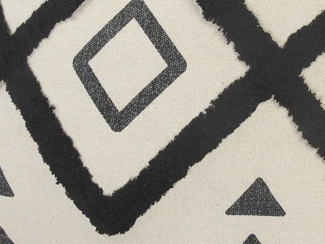 Set of Two 20" Natural And Black Geometric Cotton Throw Pillows with Texture