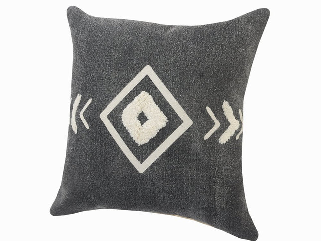 Set of Two 20" Black And White Geometric Cotton Throw Pillows with Texture