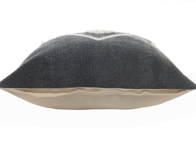 Set of Two 20" Black And White Geometric Cotton Throw Pillows with Texture