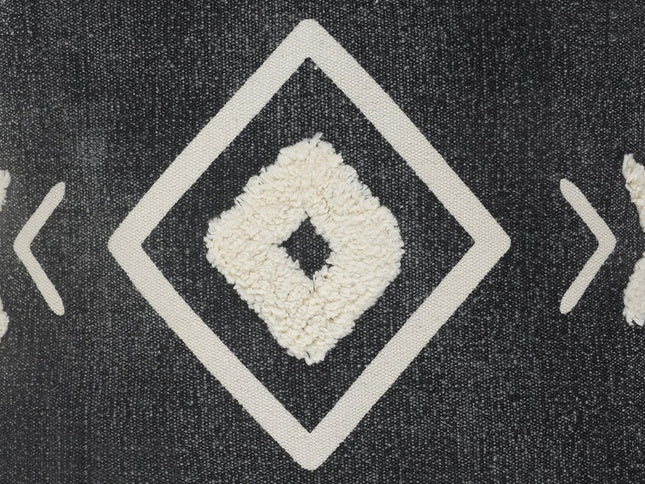 Set of Two 20" Black And White Geometric Cotton Throw Pillows with Texture