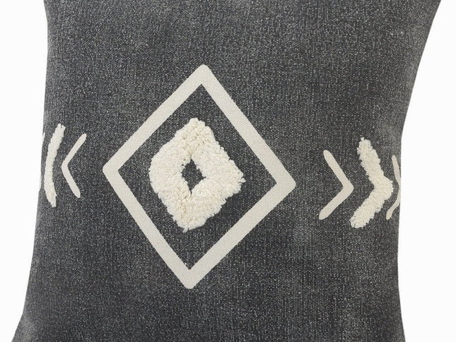 Set of Two 20" Black And White Geometric Cotton Throw Pillows with Texture