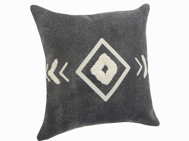 Set of Two 20" Black And White Geometric Cotton Throw Pillows with Texture