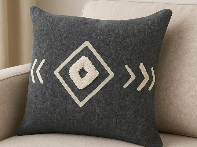 Set of Two 20" Black And White Geometric Cotton Throw Pillows with Texture