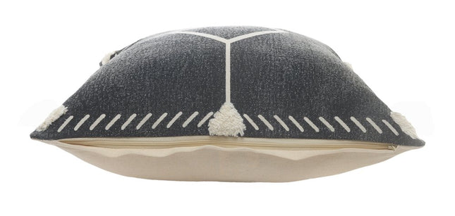 Set of Two 20" Black And Off White Diamond Cotton Throw Pillows