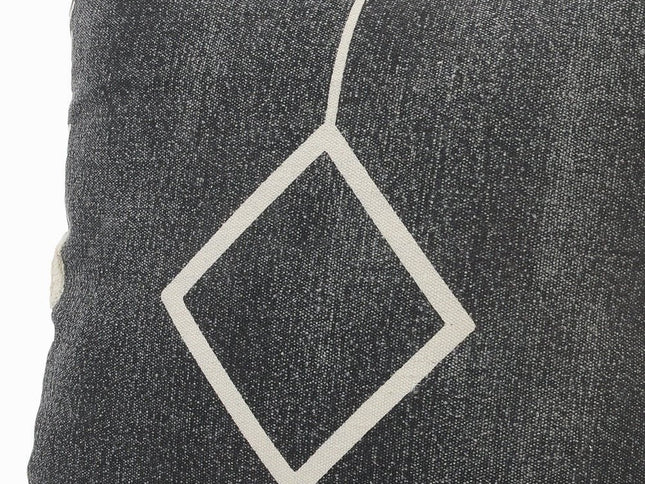 Set of Two 20" Black And Off White Diamond Cotton Throw Pillows