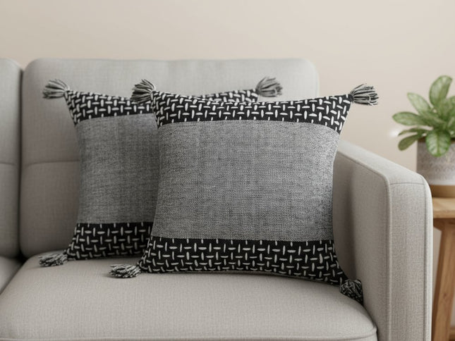 Set of Two 20" Gray Geometric Throw Pillows