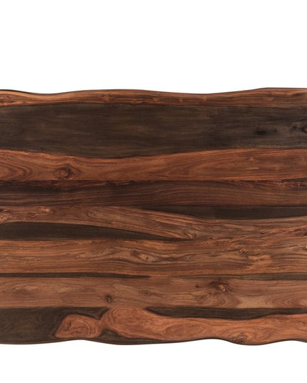 Six Piece Dark Brown and Black Solid Wood Dining Set with Four Chairs