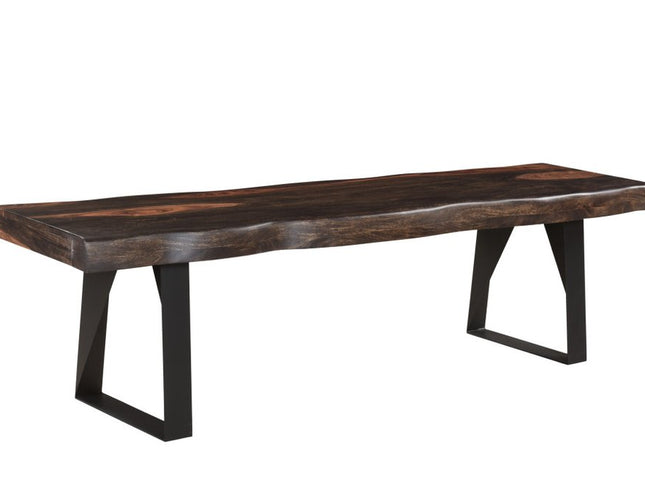 Six Piece Dark Brown and Black Solid Wood Dining Set with Four Chairs