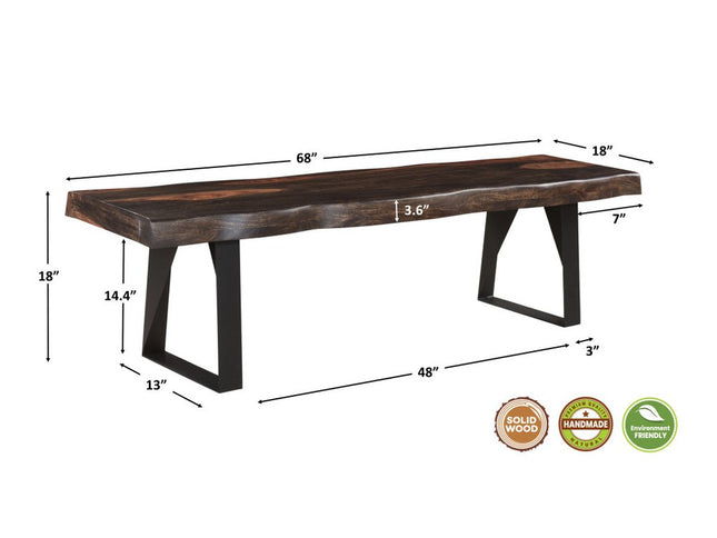 Six Piece Dark Brown and Black Solid Wood Dining Set with Four Chairs