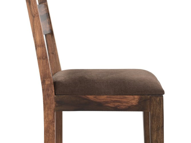 Seven Piece Dark Brown and Black Solid Wood Dining Set with Six Chairs