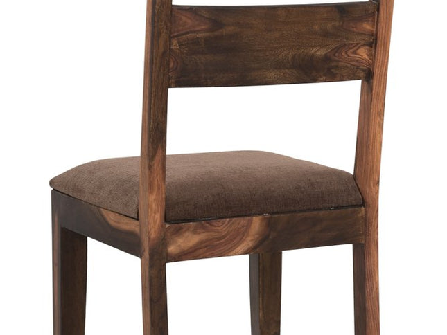 Seven Piece Dark Brown and Black Solid Wood Dining Set with Six Chairs