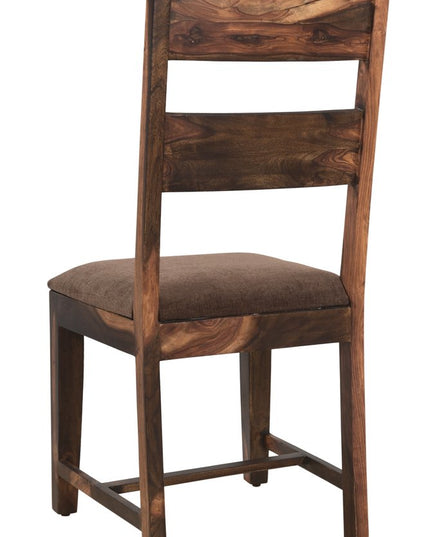 Seven Piece Dark Brown and Black Solid Wood Dining Set with Six Chairs