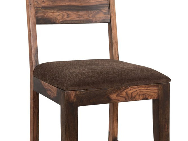 Seven Piece Dark Brown and Black Solid Wood Dining Set with Six Chairs