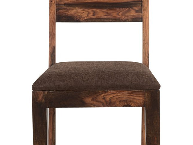 Seven Piece Dark Brown and Black Solid Wood Dining Set with Six Chairs