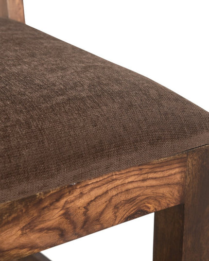 Seven Piece Dark Brown and Black Solid Wood Dining Set with Six Chairs