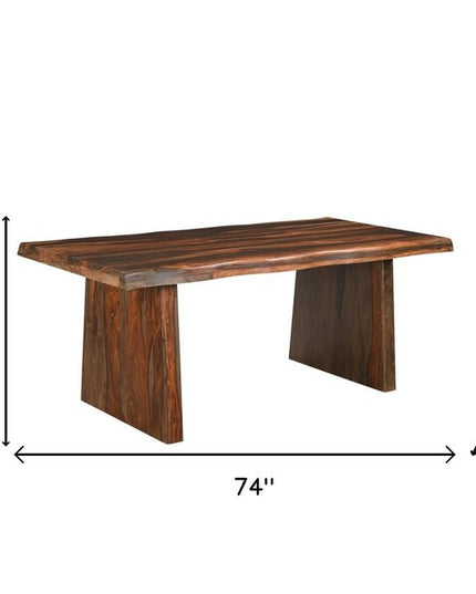 Six Piece Dark Brown Solid Wood Dining Set with Four Chairs