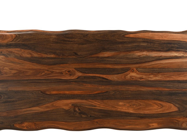 Six Piece Dark Brown Solid Wood Dining Set with Four Chairs