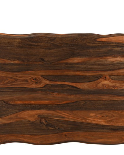 Six Piece Dark Brown Solid Wood Dining Set with Four Chairs