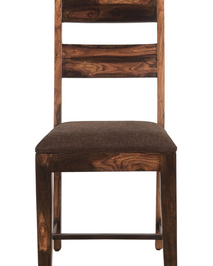 Six Piece Dark Brown Solid Wood Dining Set with Four Chairs