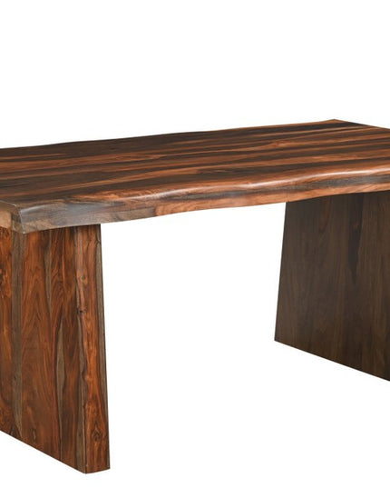 Six Piece Dark Brown Solid Wood Dining Set with Four Chairs