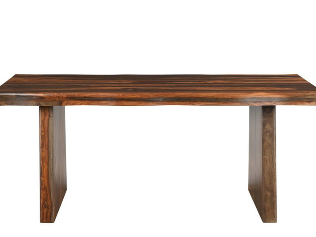 Six Piece Dark Brown Solid Wood Dining Set with Four Chairs