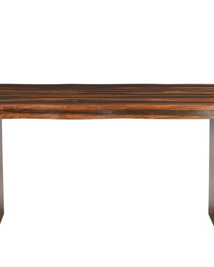 Six Piece Dark Brown Solid Wood Dining Set with Four Chairs