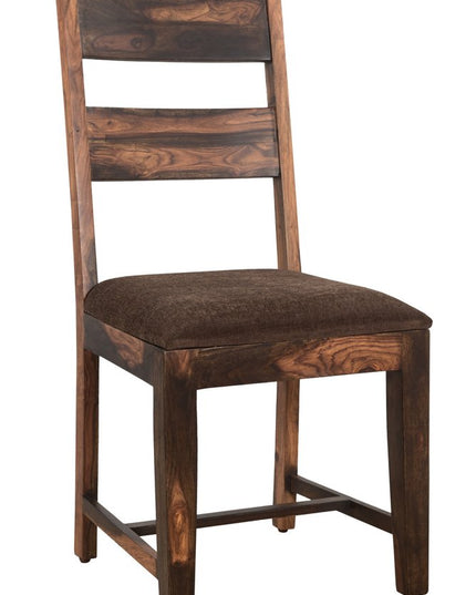 Six Piece Dark Brown Solid Wood Dining Set with Four Chairs