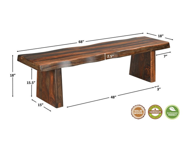 Six Piece Dark Brown Solid Wood Dining Set with Four Chairs