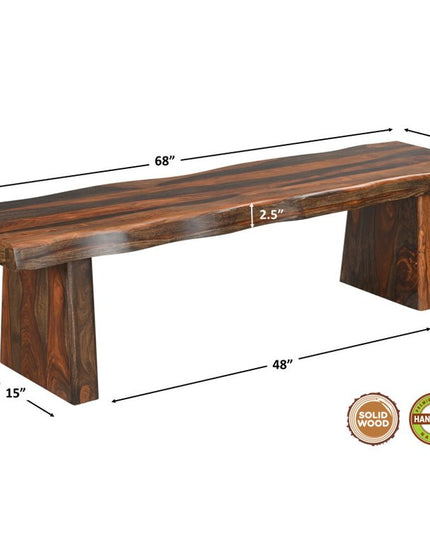 Six Piece Dark Brown Solid Wood Dining Set with Four Chairs