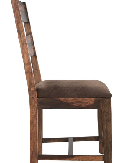 Nine Piece Dark Brown Solid Wood Dining Set with Eight Chairs