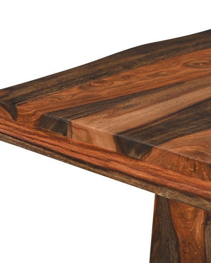 Nine Piece Dark Brown Solid Wood Dining Set with Eight Chairs