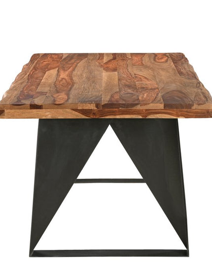 Six Piece Brown and Black Solid Wood Dining Set with Four Chairs