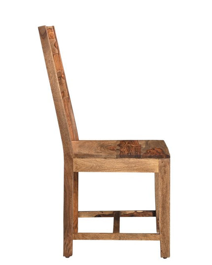 Six Piece Brown and Black Solid Wood Dining Set with Four Chairs