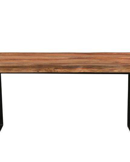 Six Piece Brown and Black Solid Wood Dining Set with Four Chairs