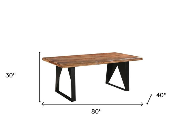 Six Piece Brown and Black Solid Wood Dining Set with Four Chairs