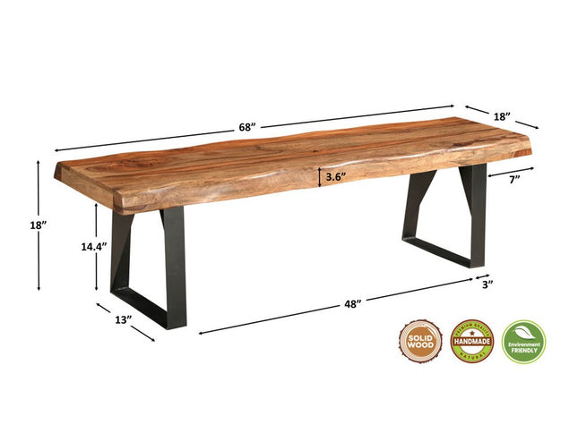 Six Piece Brown and Black Solid Wood Dining Set with Four Chairs