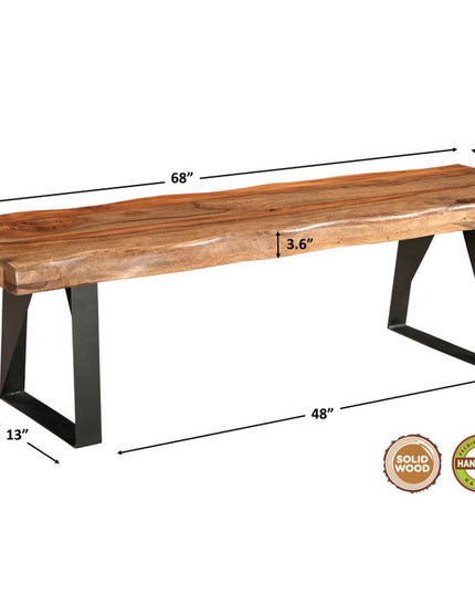 Six Piece Brown and Black Solid Wood Dining Set with Four Chairs