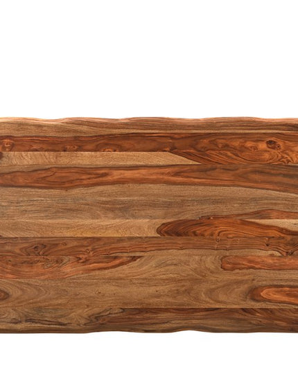 Seven Piece Brown and Black Solid Wood Dining Set with Six Chairs