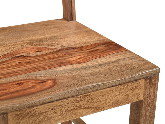 Seven Piece Brown and Black Solid Wood Dining Set with Six Chairs