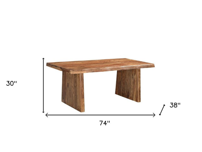 Six Piece Brown Solid Wood Dining Set with Four Chairs