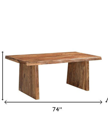 Six Piece Brown Solid Wood Dining Set with Four Chairs