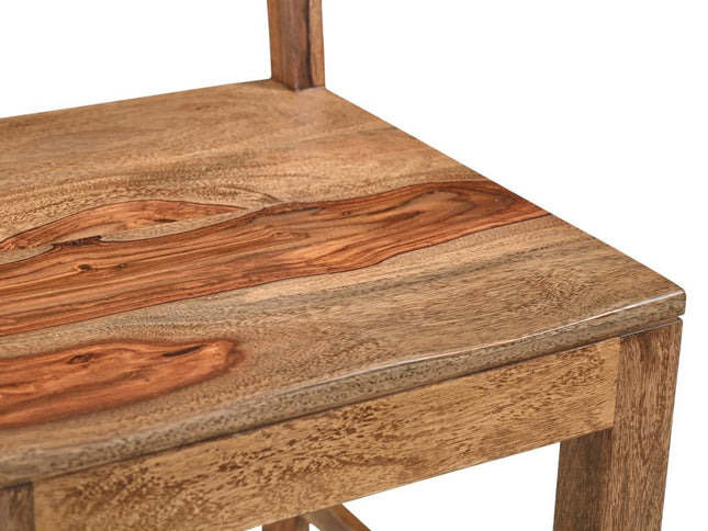 Six Piece Brown Solid Wood Dining Set with Four Chairs