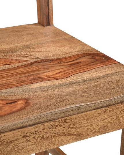 Six Piece Brown Solid Wood Dining Set with Four Chairs