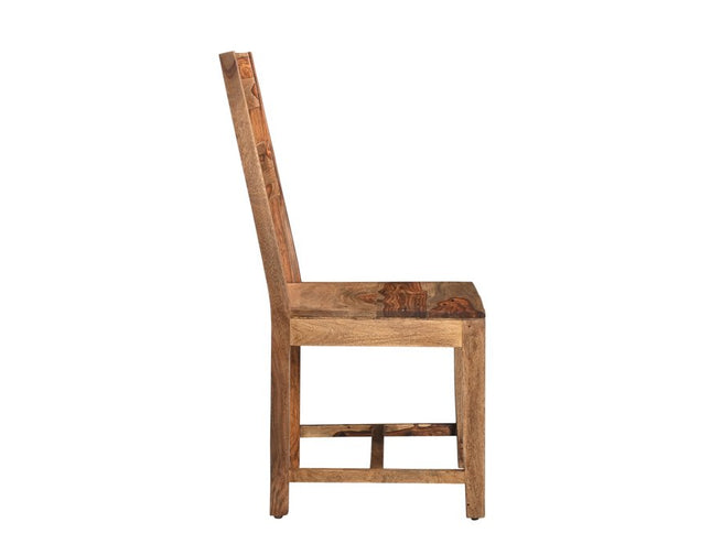 Six Piece Brown Solid Wood Dining Set with Four Chairs