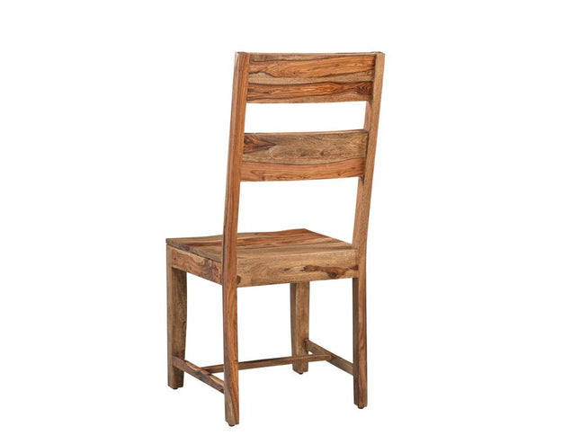 Six Piece Brown Solid Wood Dining Set with Four Chairs