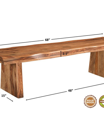 Six Piece Brown Solid Wood Dining Set with Four Chairs