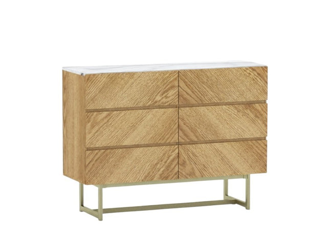 47" Brown Solid and Manufactured Wood Six Drawer Dresser