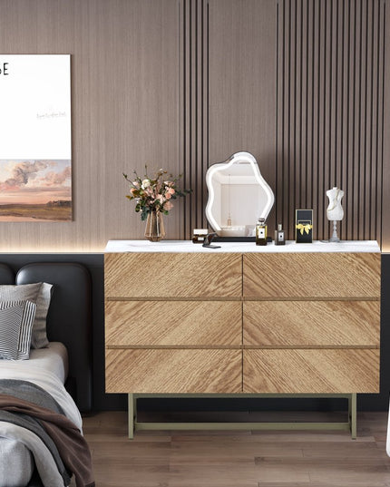 47" Brown Solid and Manufactured Wood Six Drawer Dresser